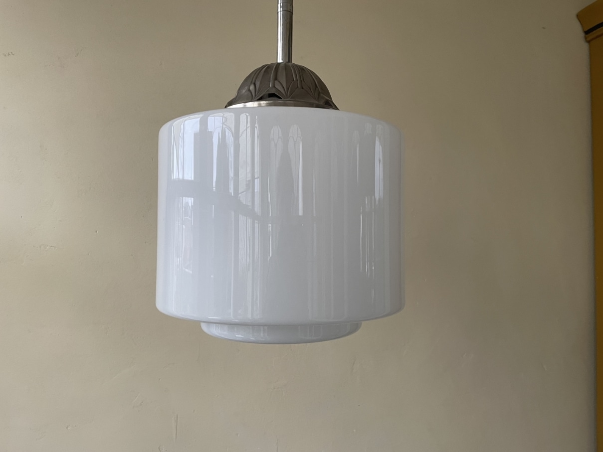 Lamp Hanglamp art deco 1930 Opaline - Afbeelding 6