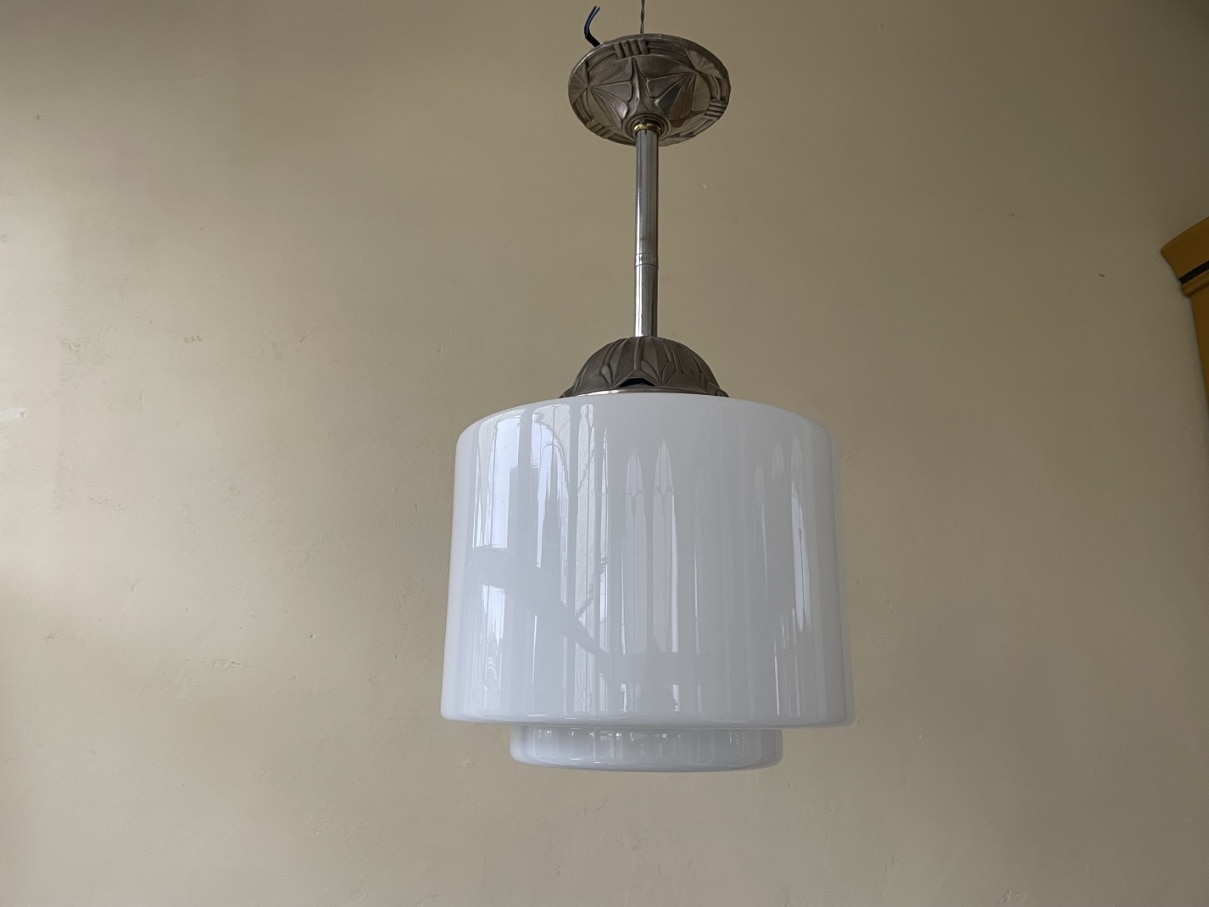 Lamp Hanglamp art deco 1930 Opaline - Afbeelding 9