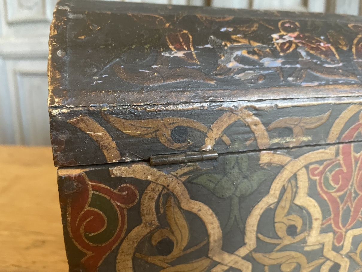 Oud Kistje Bruidskistje Handgeschilderd - Afbeelding 4