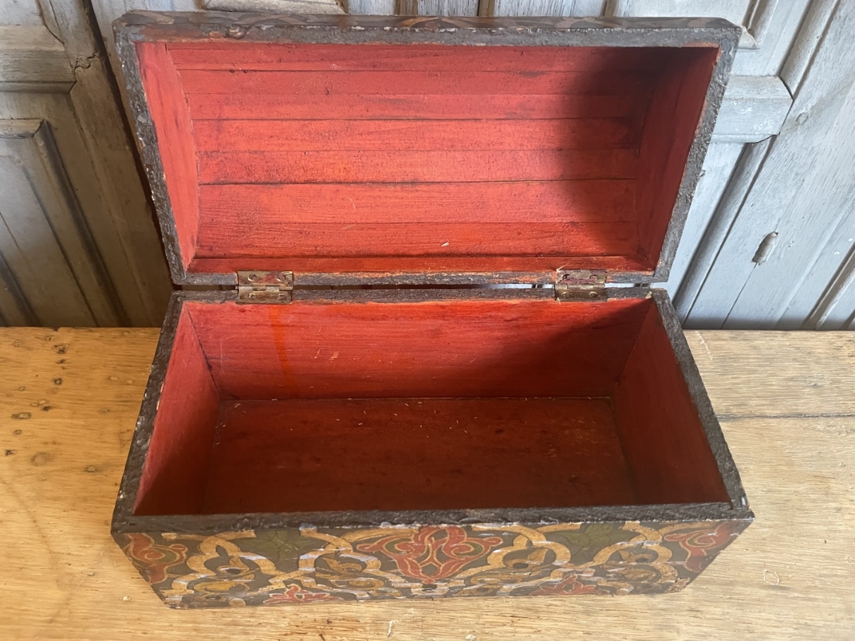 Oud Kistje Bruidskistje Handgeschilderd - Afbeelding 7