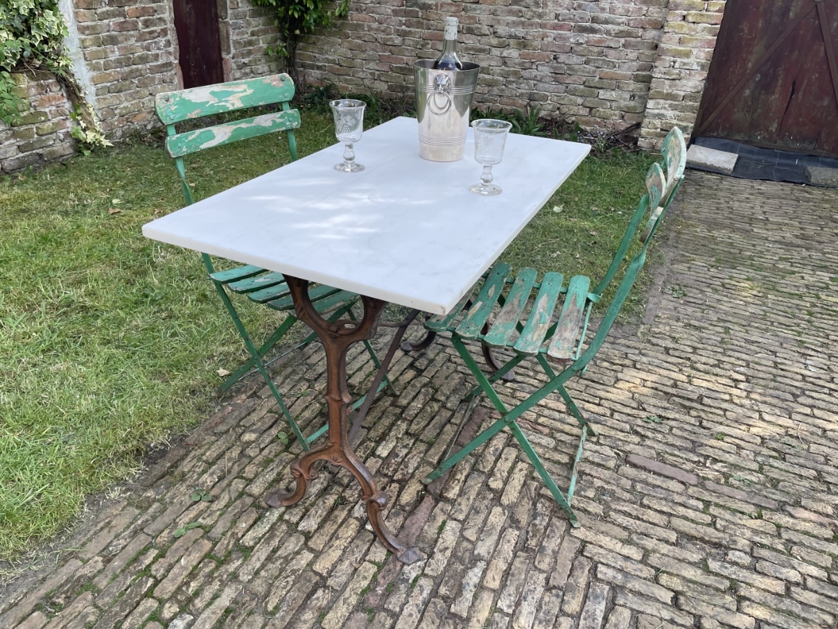 Tuintafel Bistrotafel met Marmer Blad - Afbeelding 18