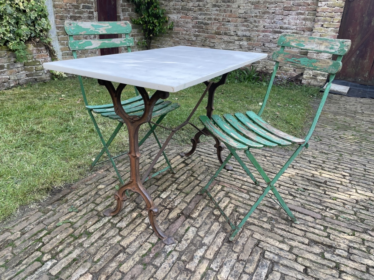 Tuintafel Bistrotafel met Marmer Blad - Afbeelding 10