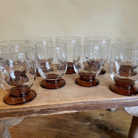 Glazen Wijnglazen Waterglazen Art Deco 1930 Amber