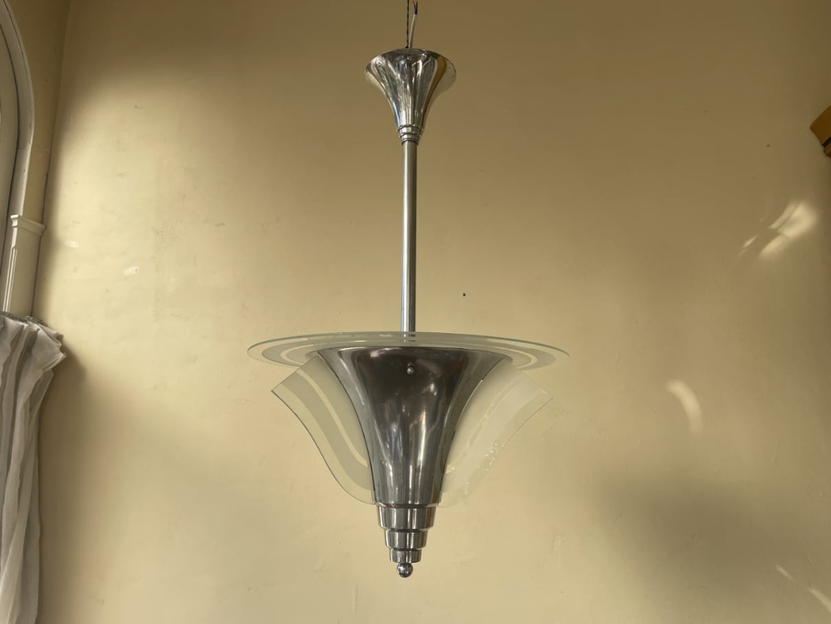 Grote Schijflamp Art Deco 1930 Petitot - Afbeelding 11