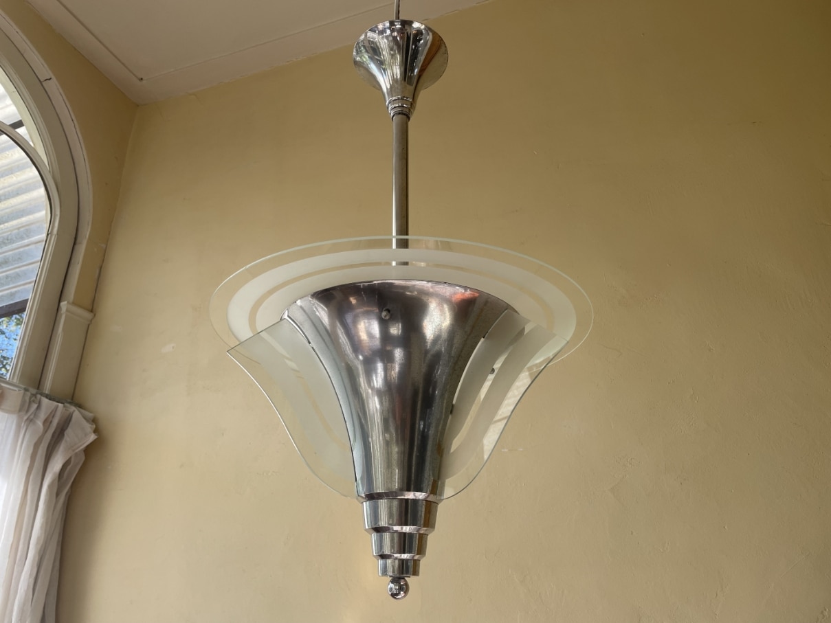 Grote Schijflamp Art Deco 1930 Petitot - Afbeelding 13
