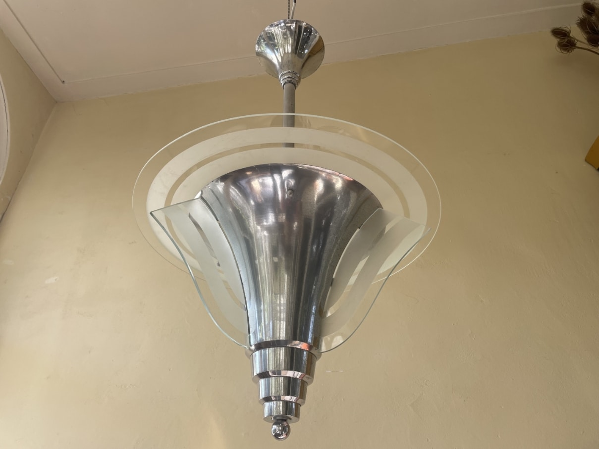 Grote Schijflamp Art Deco 1930 Petitot