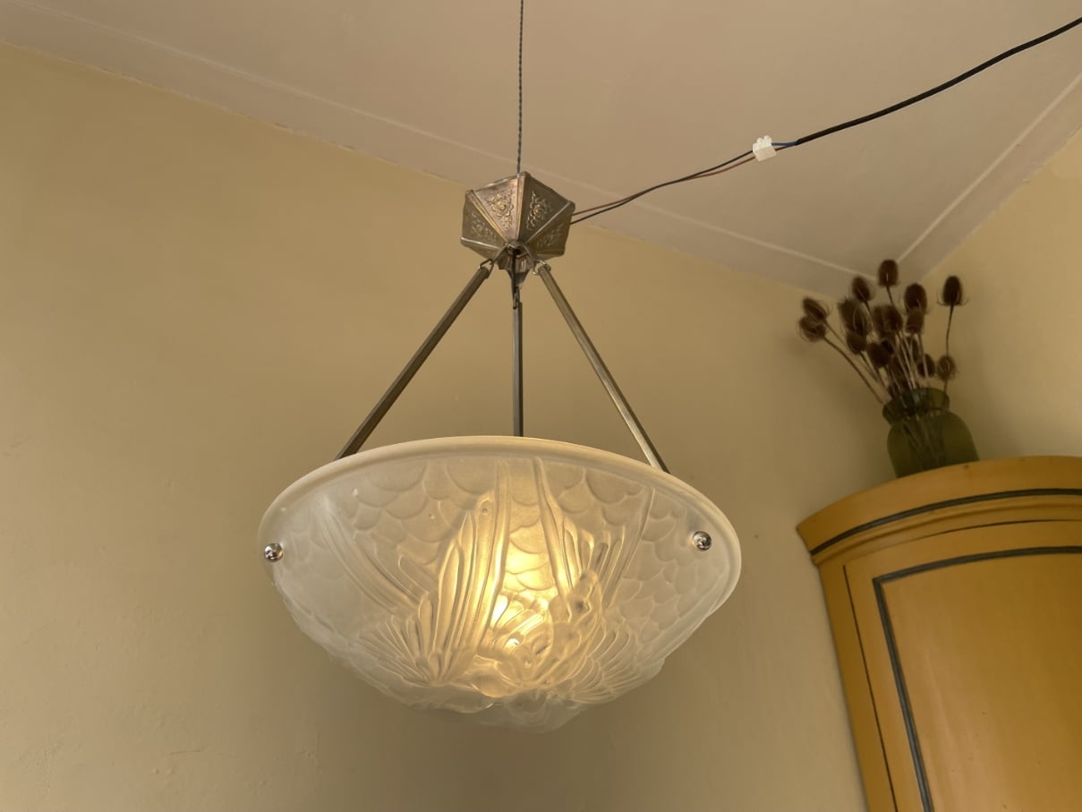 Lamp Hanglamp Schaallamp Noverdy Art Deco 1930 - Afbeelding 11