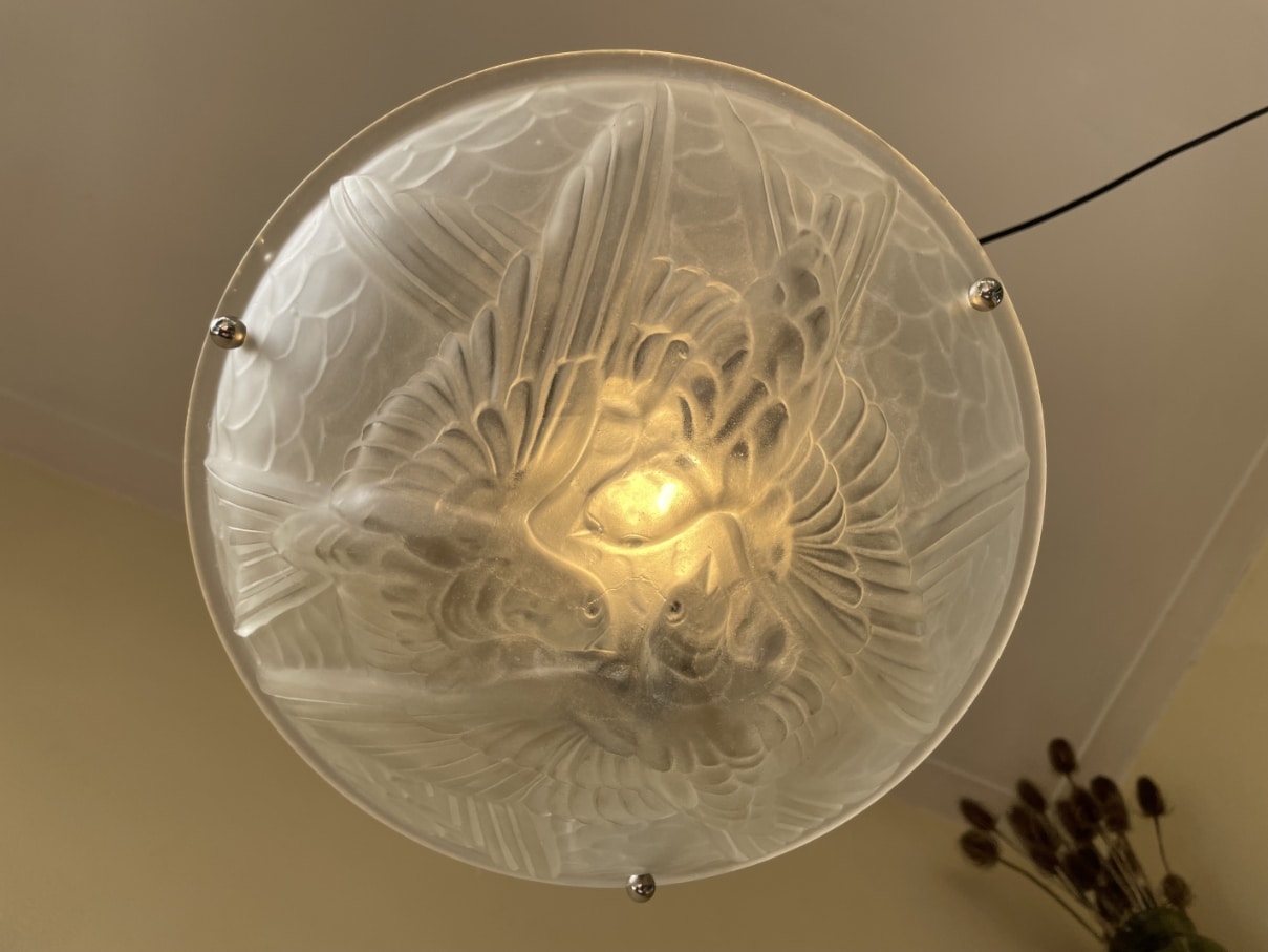 Lamp Hanglamp Schaallamp Noverdy Art Deco 1930 - Afbeelding 12