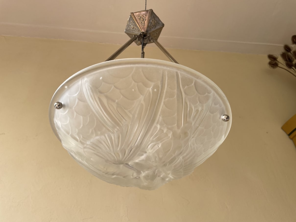 Lamp Hanglamp Schaallamp Noverdy Art Deco 1930 - Afbeelding 3