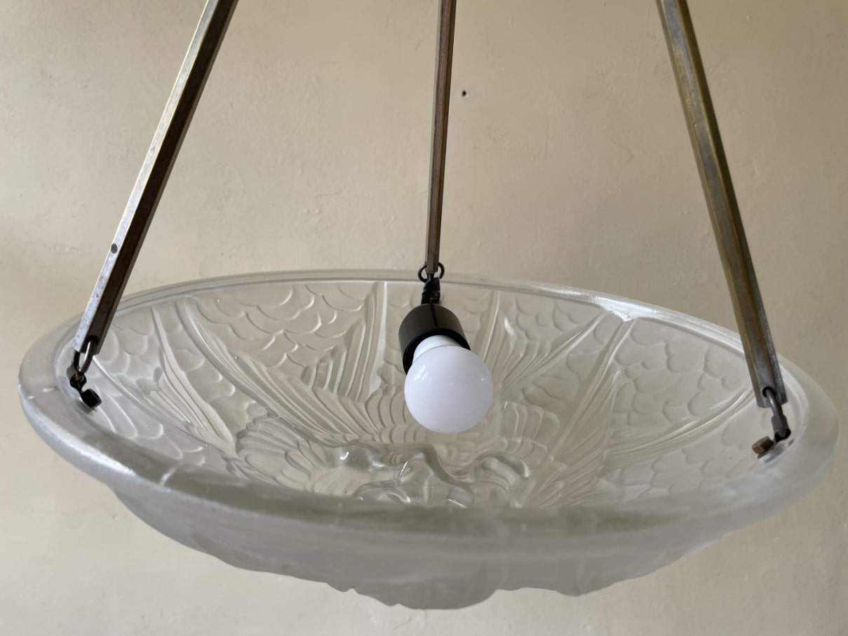 Lamp Hanglamp Schaallamp Noverdy Art Deco 1930 - Afbeelding 5
